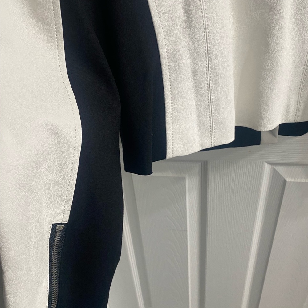 INC International Concepts Black and White Leather Jacket - Picture 6 of 8